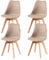 H.J WeDoo Esszimmerstühle 4er Set Nordeuropa Retro Design Stühle SGS Geprüfter Stuhl Morandi Bunt Küchenstühle Dining Chairs mit PU Polsterstuhl Buchenholz Massivholz - Helles Khaki