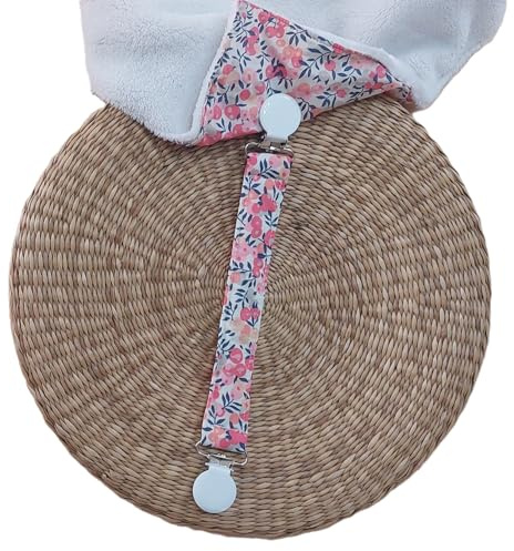 Attache doudou bebe fille rose attache doudou poussette double clip Liberty Liberty wiltshire rose poudre motif floral