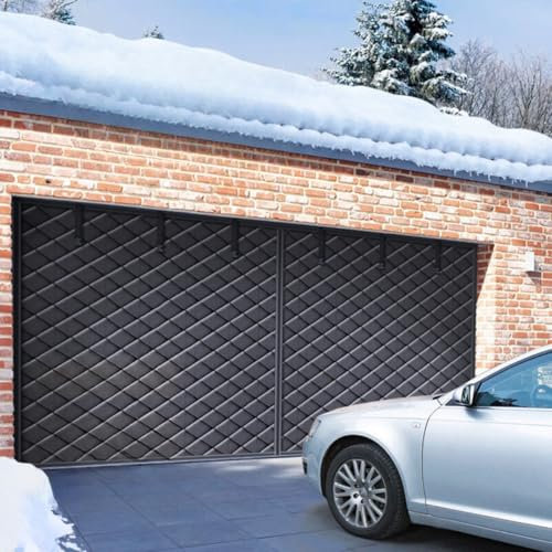 Garage Rideau De Porte Magnétique À Isolation Thermique 244x213cm, 274x213cm, 488x213cm Rideau De Porte Isolant Coton, D'occultation Coupe-Vent Imperméable Isolation Phonique(Gray,488x213cm)