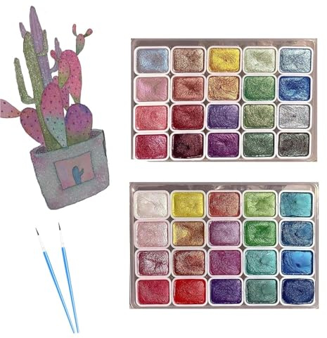 Schimmerndes Metallic-Aquarellfarben-Set, 40 Farben, Forstwirtschaft, wechselndes Aquarell-Malset, buntes Malset, Modell-Metallic-Perlglanz-Aquarellfarbe for Kunstmalerei