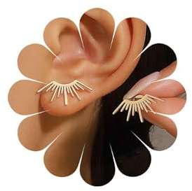 Inateannal Vintage Gold Sonnenschein Ohrringe Boho Minimalistisch Zink Zink Ohrstecker Stud Finish Poliert Casual Klein Gold Sonnenschein Post Fassung Ohrstecker