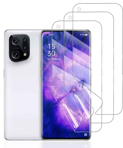 Hhfcryst Lot de 3 films hydrogel pour OPPO Find X5 - En TPU souple - Transparent - Résistant aux rayures - Pas de bulles (verre non trempé)