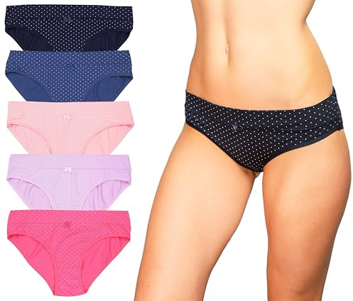 Alkato Slips Damen 5er Pack | Frauen Unterhose Unterwäsche Baumwolle Hohe Taille Pantys Spitze Große Größen