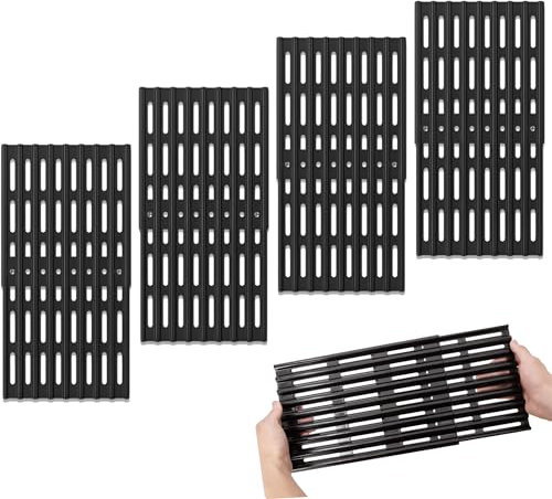 4er Set Grillrost Verstellbar - 20cm Breit Universal Ersatz Grillrost für BBQ Grills, Universal Grillroste für Gasgrills, Ausziehbar von 31cm bis 48cm Tiefe, Porzellan Stahl