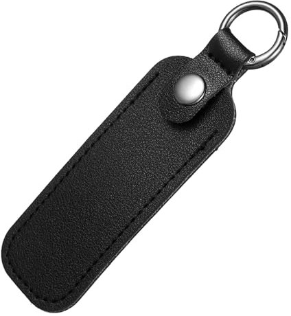 Ymapinc Leather USB Flash Drive Case - Thumb Flash Drive Holder Secure Travel Holder Portable Small Storage Carrying Case with Keychain (1Pcs, Black PU Leather)