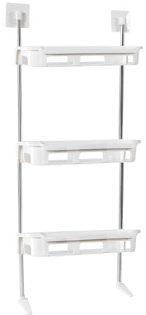 CROWNSHOP Shower Shelf Unit Multifunctional Over Toilet Storage Toilet Storage Easy to Install No Drilling Required Saves Space White Three-Layer 80 * 30 * 14.5 CM