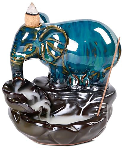 ZONSUSE Brûleur D'encens Céramique Eléphant, Porte-encens Elephant Return, Support Encens Elephant, pour Yoga Méditation Pleine Conscience Décoration de Maison ou de Bureau (Eléphant)