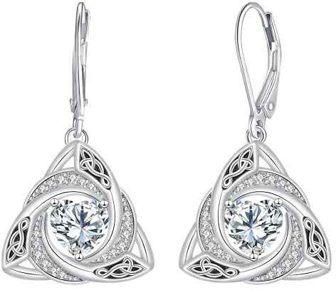 J.MOULING Herz Ohrringe Damen,925 Sterling Silber Hängend Ohrringe Herz Zirkonia Schmuck Geschenke für Damen Frauen Mutter Freundin Mama
