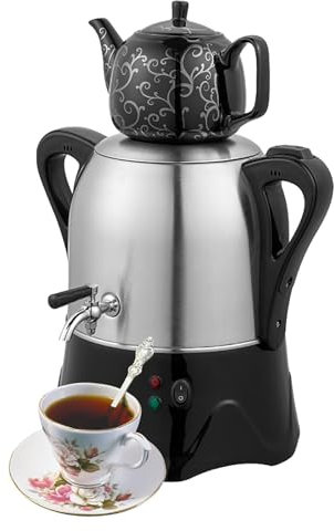 STDZQCWY Théière Turque Électrique, Théière en Acier Inoxydable 3 L, Théière en Céramique 1 L, Samovar Électrique, avec Fonction De Maintien Au Chaud, Bouilloire, pour Café, Thé Parfumé, Thé Turc