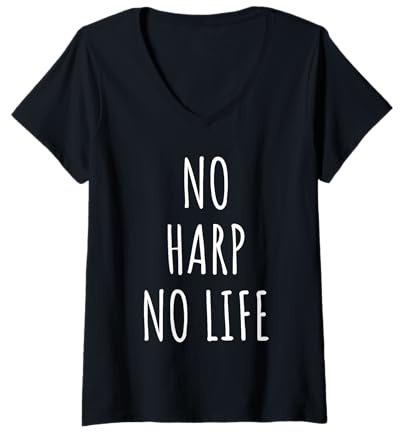 Femme Harp Lover pour hommes, femmes et enfants T-Shirt avec Col en V