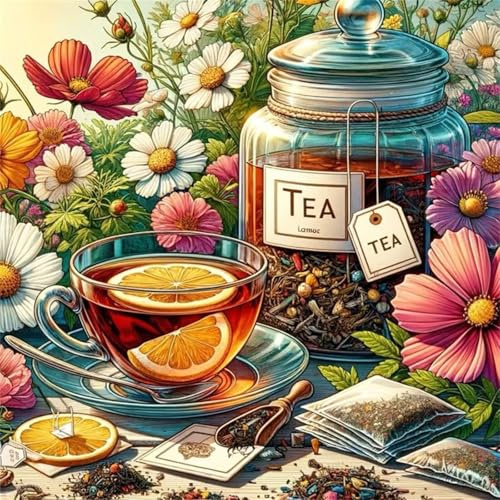 Afternoon Tea Flowers 1000 Piece Jigsaw Puzzles for Adults, Colourful, Fun, Challenging and Brainteasing Adults jigsaw puzzles 1000 Pieces, Beautiful Decoration Puzzle