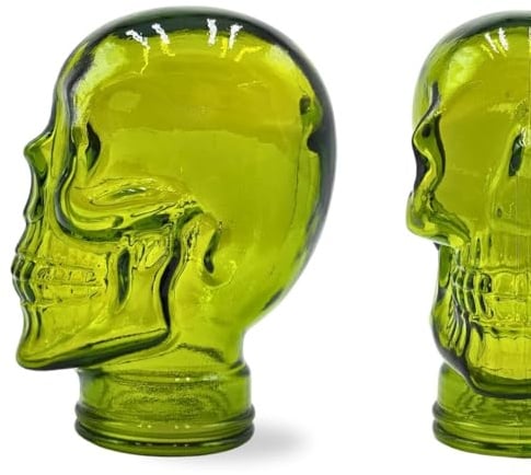 DESIGN DELIGHTS Stabiler Glaskopf Totenkopf - Kopfhörerständer & Deko-Schädel - Glas Skull Dekoobjekt Finishes - Farbe: T02 Limette
