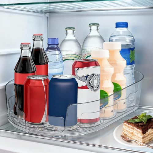YHKJYH Organizador Latas Nevera Dispensador Latas Frigorifico(Transparente) | 360° Organizador Giratorio Organizador Nevera para Estantes Armarios de Despensa Encimera de Cocina y Más Transparente