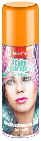 Feiermeier Color Haarspray 125ml - Farbwahl - Perfekt für Karneval, Fasching, Halloween und Festivals. Leuchtende Farben, leicht auswaschbar, Praktische Sprühdose (Orange, 125 ml)