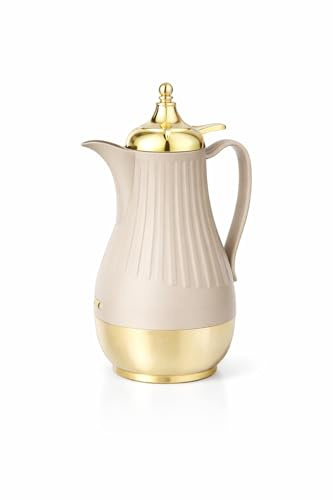 Isolierkanne Thermoskanne 1L – Orientalisches Design – Kaffeekanne (Premium Beige)