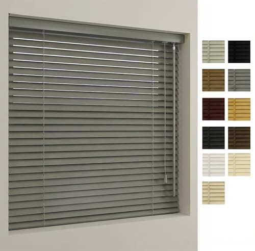 Concept Blinds XXL Custom Wooden Venetian Blinds, Recess W40-230 H40-260cm | 25mm solid real wood slats; custom sizes; recess mount; durable premium wooden Venetian for windows & doors, light control