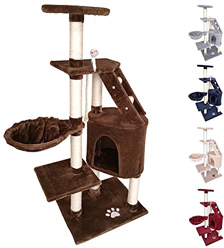 Beltom® Arbre à Chat griffoir grattoir grimpeur Aire de Jeux animalerie Chats 120 cm - Brun