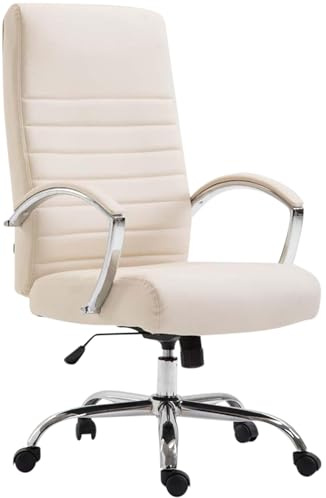 CLP Bürostuhl ergonomisch Valais Kunstleder, moderner Schreibtischstuhl, höhenverstellbarem Sitz und Einer Belastbarkeit von 136 kg | Farbe Creme