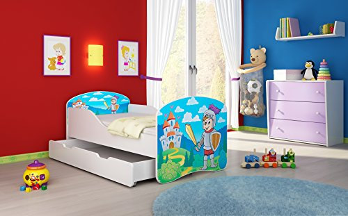 ACMA I Lit Enfant Bébé TIROIR Matelas sommier Gratuite Meubles pour Enfants (32 Chevalier, 180 x 80 cm + tiroir)