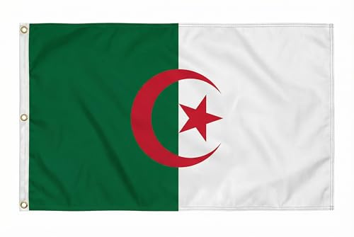 Flaggenfritze® Algerien Flagge XXL 150x250 cm – Riesige Prachtfahne mit 3 Metallösen – Ideal für Firmen, Gastronomie & Großevents – Inkl. Gratis-Sticker