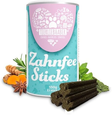 TIERLIEBHABER – Zahnfee Dental Stick für Hunde – Zahnpflege Sticks reduzieren Zahnbelag & Mundgeruch – natürliche Dental Kaustangen mit Seealgenmehl, Minze & Anis für frischen Atem (350 g | 13 Sticks)