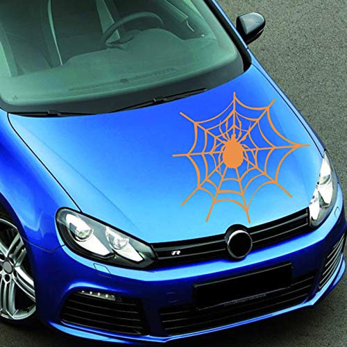 INDIGOS UG Aufkleber - Autoaufkleber Spinnennetz 50cm x 52cm orange - Tuning Carystyling Heckscheibe Auto