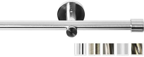 Rollmayer glänzend metall Gardinenstange Ø 16mm Rohr, Edelstahl für Ösenvorhang, Gardinen (Crux 320cm lang, Edelstahl, 1-läufig) modern Vorhangstange Ohne Ringe!