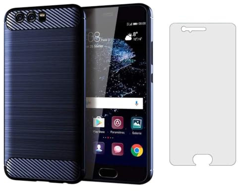Asuwish Handyhülle für Huawei P10 Hülle mit Glas Folie Panzerfolie Schutzfolie und Extra Dünn Silikon TPU Hawaii P 10 VTR-L09 Slim Handy Hüllen Schutzhülle Phone Case Blau