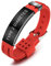 MOWOM Medical SOS Notfall Armband Personalisiertes Gravur Silikon Edelstahl Namensarmband Männer Damen Jungen Mädchen - Bündel mit Notfallkarte, Kartenhülle (Rot Type 2 Diabetes)
