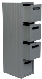 Spot on dealz® Bathroom Storage Cabinet 4 Drawer Unit Wooden Cupboard Bathroom Cabinets Free Standing Grey Drawers Furniture Units For Toilet Accessories