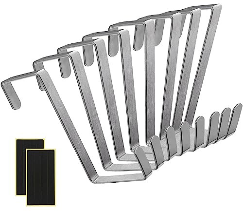 ilauke 8pcs Crochets de Porte, Avec 8 Tampon Protection en Mousse, Durable et Sans Percage, Reversible Crochets Serviette Crochet à Vêtements Chapeau Crochets, pour Portes Tiroirs Placards