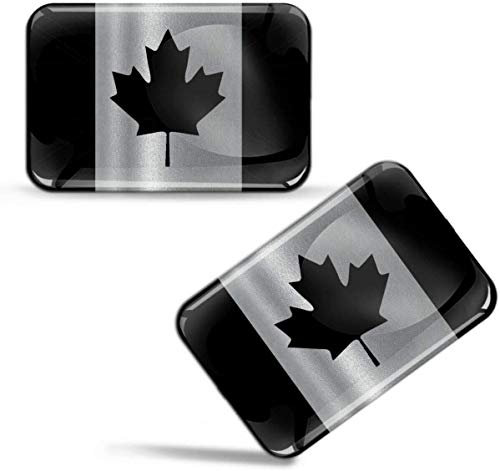 Biomar Labs® 2 x Aufkleber 3D Gel Silikon Stickers Schwarz Silber Ahornblatt Canada Kanadische Kanada Flagge Fahne Autoaufkleber F 129