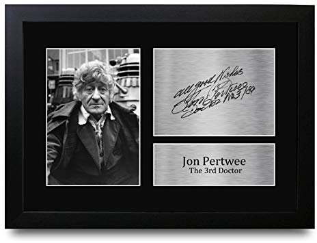 HWC Trading A4 FR Jon Pertwee Dr. Who Third Doctor Gifts gedrucktes Autogramm für TV-Show-Fans – A4 gerahmt