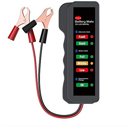 KINGBOLEN 12V Car Battery & Alternator Tester, Battery Checker, Analyzer with 6 LED Indication