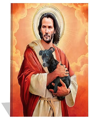 Leinwand gedruckt Malerei Wandkunst moderne HD-Poster Keanu Reeves Meme Jesus Porträt Bilder, für Schlafzimmer Home Decoration Kein Rahmen (30X40cm No Frame)