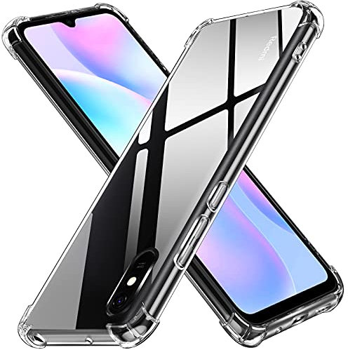 ivoler Klar Silikon Hülle für Xiaomi Redmi 9A / Xiaomi Redmi 9AT mit Stoßfest Schutzecken, Dünne Weiche Transparent Schutzhülle Flexible TPU Durchsichtige Handyhülle Kratzfest Case Cover
