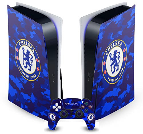 Head Case Designs Officially Licensed Chelsea Football Club Camouflage Mixed Logo Vinyl Faceplate Sticker Gaming Skin Decal Compatible With Sony PlayStation 5 PS5 Disc Console & DualSense Controller
