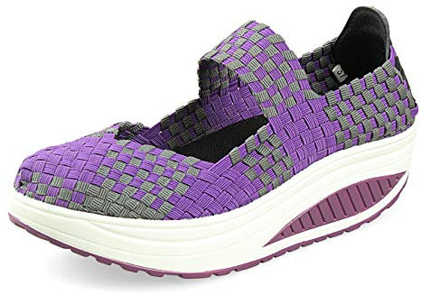 YTREDF Scarpe Basculanti Donna Mesh con Zeppa Interna Sportive Outdoor Piattaforma Sneaker Casual Sandali in Tessuto, Leggere, Comode,Viola,38EU