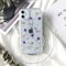 Tybiky - Custodia per Apple iPhone 12, trasparente, con veri fiori secchi e cristalli, realizzata a mano, piccolo fiore viola