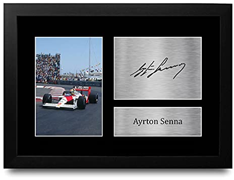 HWC Trading FR A4 Ayrton Senna Formula 1 Geschenke Gedruckt, Signiert Autogramm Bild Für F1 Formel 1 Rennen Fans - A4 Framed