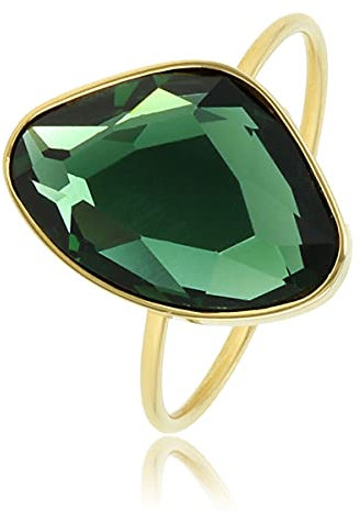 My Bendel Kreativer Ring Gold mit grünem Glasstein- Stylischer Ringe für Damen - Bleibt schön und Verfärbt nicht - Stapeln Ringe - mit Luxuriösen Geschenkverpackung