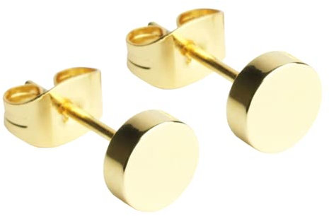 Mini Ohrstecker gold modern • Edelstahl Ohrringe rund • Kleine Stecker für zweites Ohrloch • Wasserfester Modeschmuck 18K vergoldet • Ø 6mm