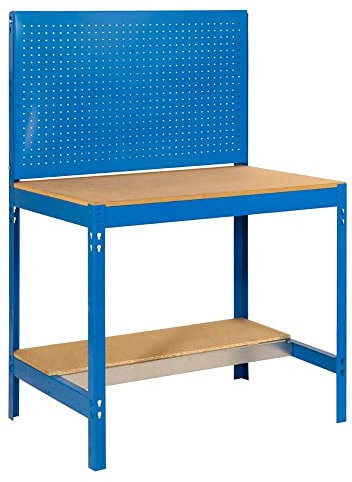 Werkbank Buffalo mit Werkzeugwand | HxBxT 84x150x61cm | Traglast 600kg | Blau