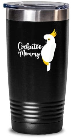 Becher aus Edelstahl, isoliert, lustig, Kakadu, Mama, Papagei, Vogelliebhaber, 590 ml