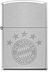 Original Zippo Feuerzeug FC Bayern München Chrom Geb. NEU 5 Stern - Sturmfeuerzeug Lighter FCB Fan