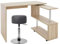 ML-Design Eckschreibtisch drehbar mit Sitzhocker, Schreibtisch Bürotisch PC Tisch L-Form Natur Sonoma-Eiche 150x88x75cm, Polsterhocker Kunstleder Dunkelgrau rund 33cm drehbar höhenverstellbar 52–65cm