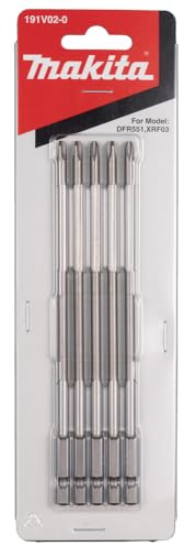 Makita 191V02-0 Cartridge screwdriver Long bit PH2x155mm Set of 5 bits 5 pieces 0523 8719