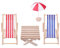 Cobee Lot de 4 chaises de plage miniatures pour maison de poupée miniature 1:12 - Accessoires d'extérieur - Mini chaises jumelles pour poupée, parapluie, table pour bricolage, jardin, piscine, gâteau,