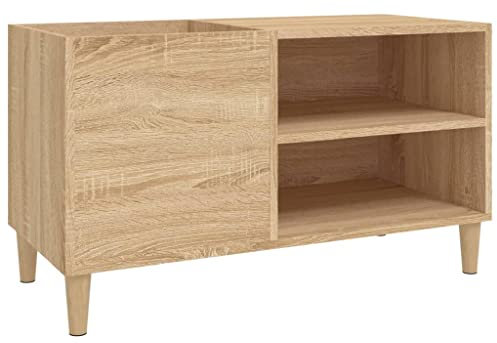 vidaXL Mobile Porta Dischi Rovere Sonoma 84,5x38x48 Legno Multistrato, mobile per giradischi, porta dischi, mobiletto porta vinili