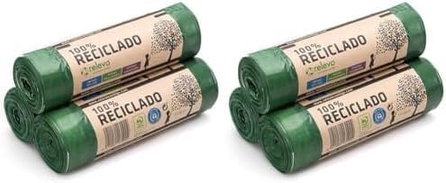 Relevo 100% Recycled Bin Liners, Heavy Duty 30L, 45 Bin Bags (Pack of 2)